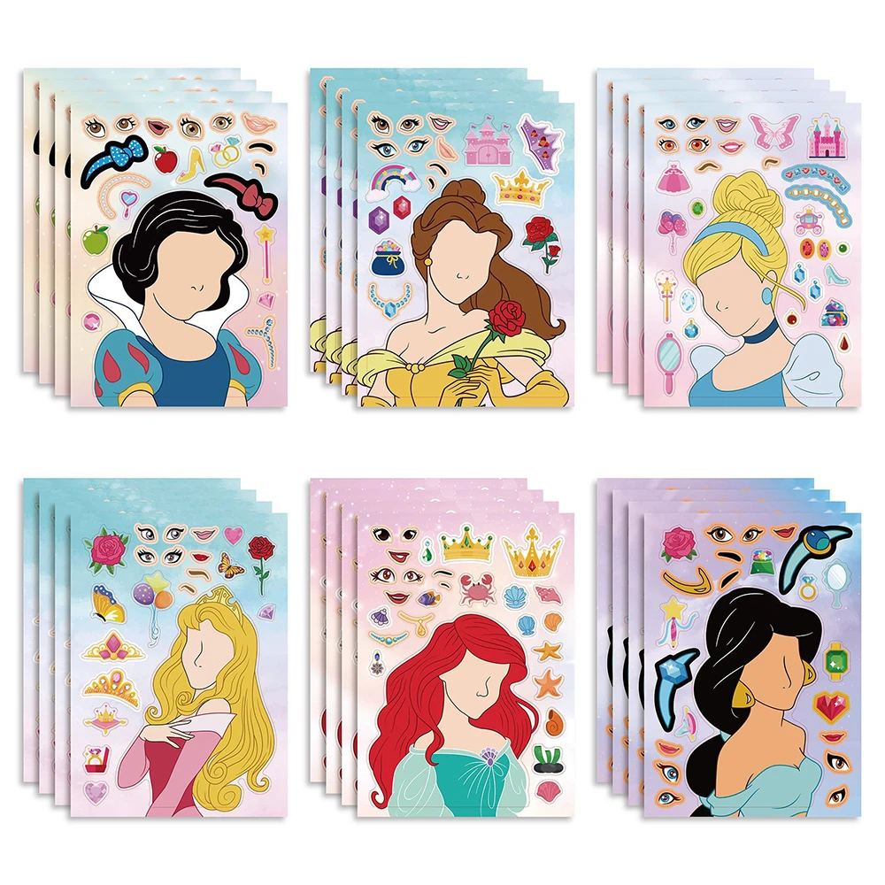 👑 מדבקות פאזל Disney Princess – Make a Face