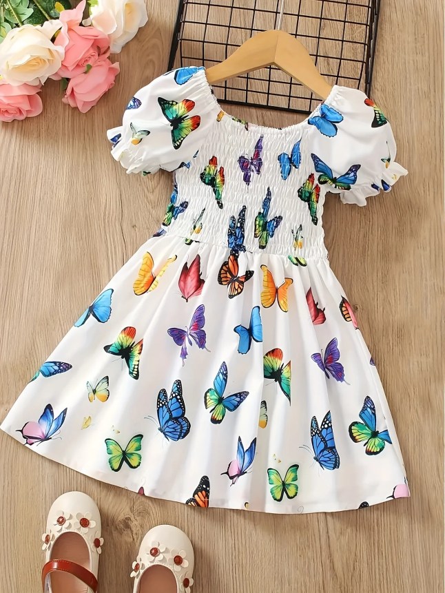 🦋 חגיגה של צבעים ופרפרים! שמלת קיץ מרהיבה לילדות בסטייל משגע! פתחו את הקיץ עם הופעה כובשת,